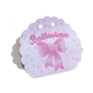 25 Scatoline portaconfetti Ventaglio smerlettato in carta 10 x 9 x 4 cm Battesimo Baby Rosa