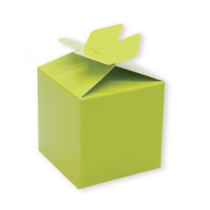 25 Scatoline portaconfetti Cubetto con Fiocco in carta 5 x 7 x 5 cm Verde Mela
