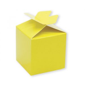 25 Scatoline portaconfetti Cubetto con Fiocco in carta 5 x 7 x 5 cm Gialle