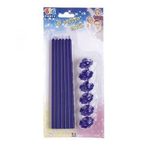 6 Candeline Stelo 20 cm Blu