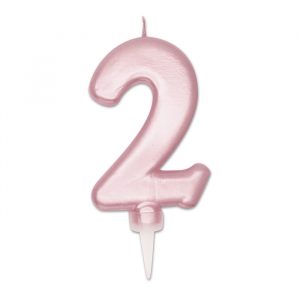 Candelina Plump Rosa Perla 10 cm Numero 2