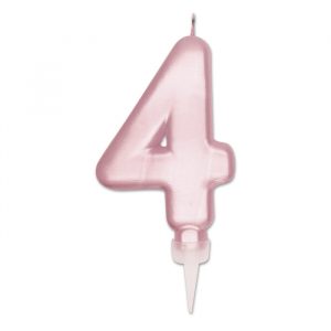 Candelina Plump Rosa Perla 10 cm Numero 4