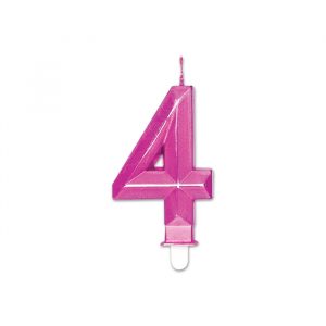 Candelina Diamant Fuxia Metal 9 cm Numero 4
