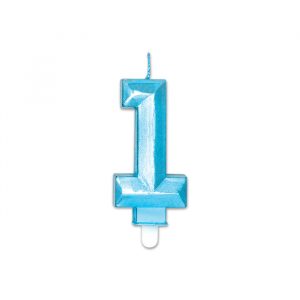 Candelina Diamant Blu Metal 9 cm Numero 1