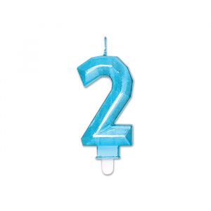 Candelina Diamant Blu Metal 9 cm Numero 2