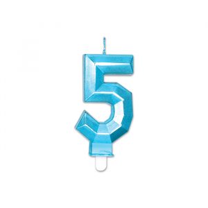 Candelina Diamant Blu Metal 9 cm Numero 5