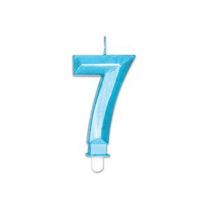 Candelina Diamant Blu Metal 9 cm Numero 7