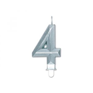 Candelina Diamant Argento Metal 9 cm Numero 4