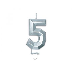 Candelina Diamant Argento Metal 9 cm Numero 5