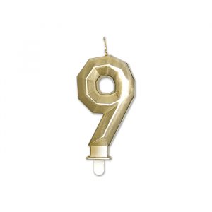 Candelina Diamant Oro Metal 9 cm Numero 9