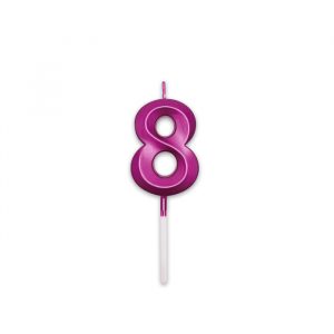 Candelina Prestige Fuxia Metal 9 cm Numero 8