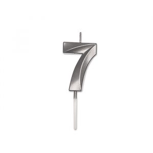 Candelina Prestige Argento Metal 9 cm Numero 7
