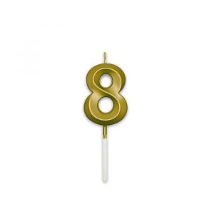 Candelina Prestige Oro Metal 9 cm Numero 8