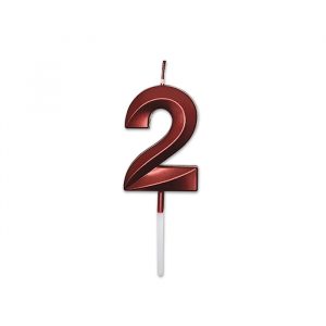 Candelina Prestige Rosso Metal 9 cm Numero 2