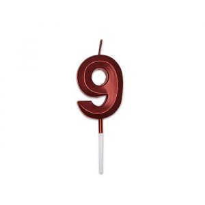 Candelina Prestige Rosso Metal 9 cm Numero 9