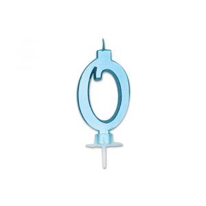 Candelina Italic Celeste Metal 7 cm Numero 0