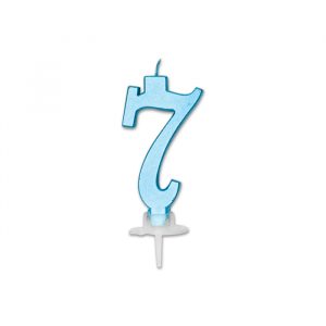 Candelina Italic Celeste Metal 7 cm Numero 7