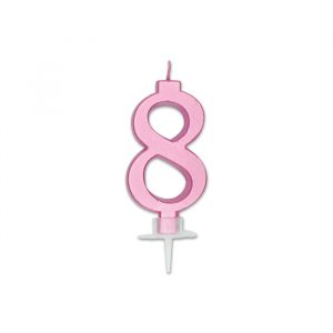 Candelina Italic Rosa Metal 7 cm Numero 8