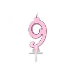 Candelina Italic Rosa Metal 7 cm Numero 9