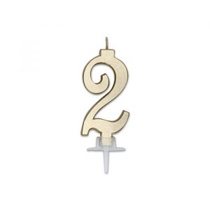 Candelina Italic Oro Metal 7 cm Numero 2