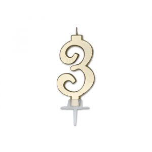 Candelina Italic Oro Metal 7 cm Numero 3