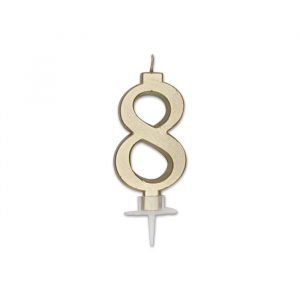 Candelina Italic Oro Metal 7 cm Numero 8