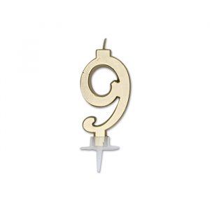 Candelina Italic Oro Metal 7 cm Numero 9